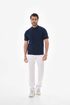 Likralı Lacivert Rengi Çıtçıt Detaylı Erkek Cerrahi Üst Forma Scrubs