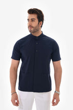 Likralı Lacivert Rengi Çıtçıt Detaylı Erkek Cerrahi Üst Forma Scrubs